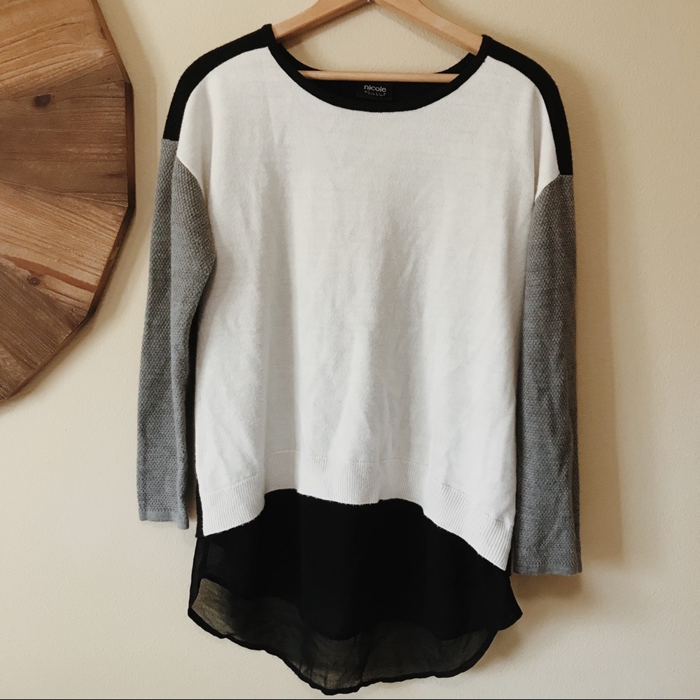 Nicole | Dark Colorblock Sheer Bottom Sweater